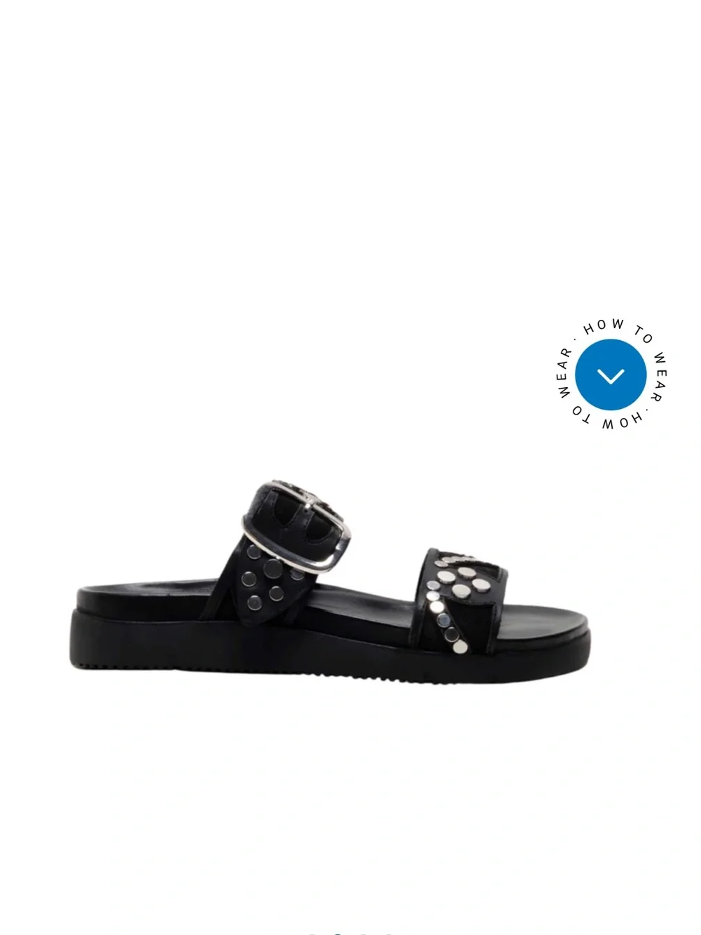 Free People Black Revelry Studded Double Strap Slide Sandals